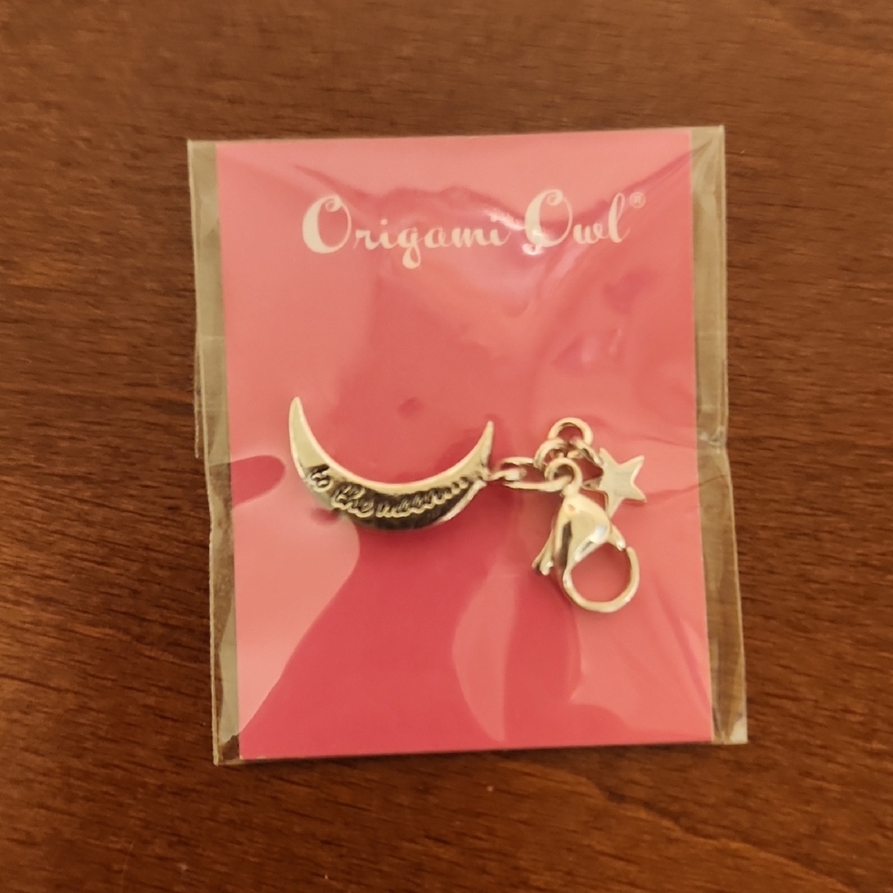 Origami Owl "To The Moon" Silver Crescent Moon Charm